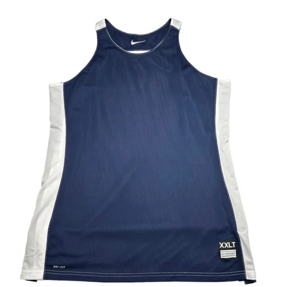 Nike Women Tank Tops Basketball Jersey White Blue Reversable Dri Fit 2XLT
